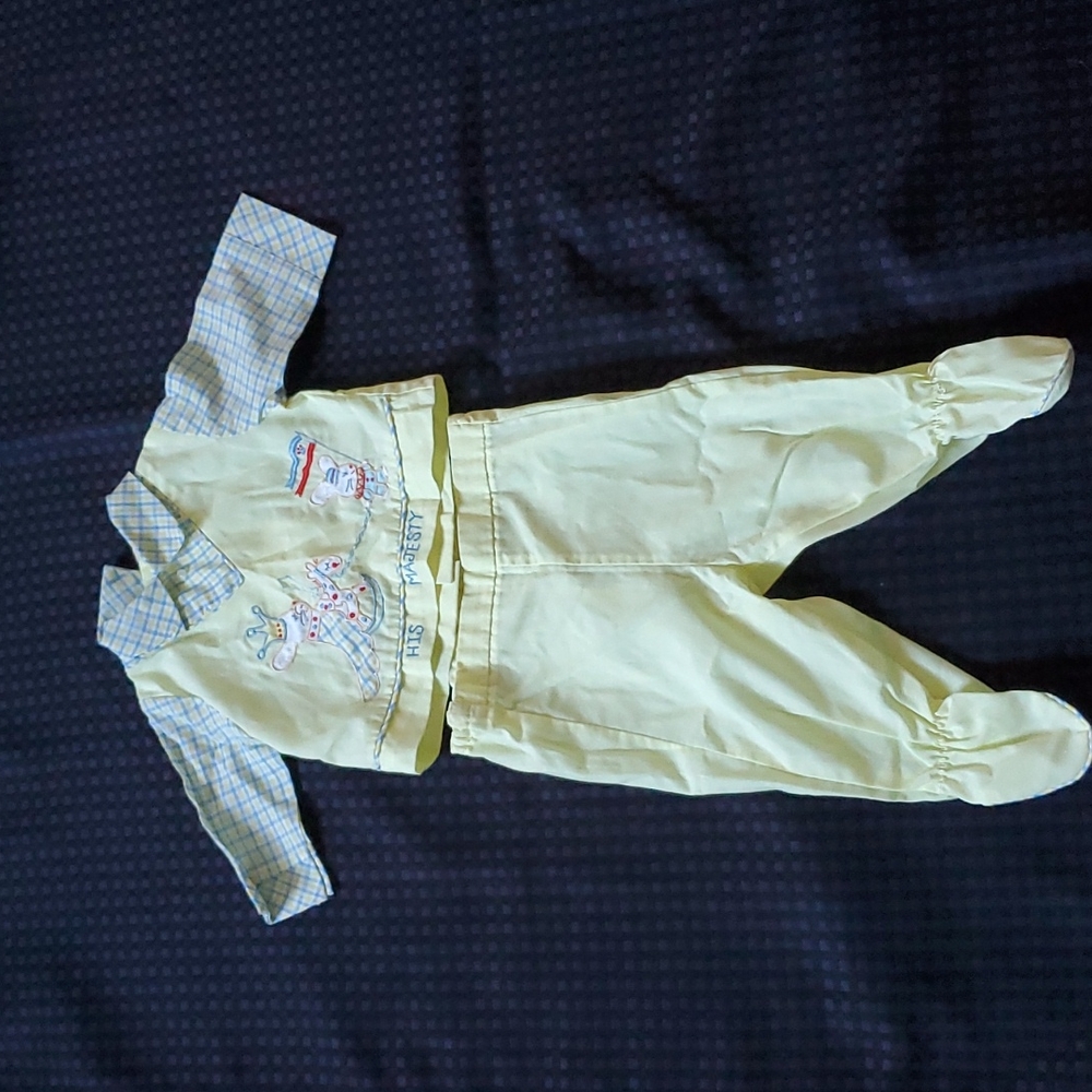 Vintage Cradle Togs, 2 piece, His Majesty outfit, 3 months , yellow & blue